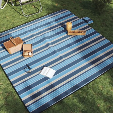 Faltbare Picknickdecke Samt Streifen blau weiß 200x200cm von , Camping und Wandern - Ref: Foro24-4004211, Preis: 32,04 €, Rab...