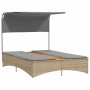 Doppel-Sonnenliege mit Verdeck und Kissen Kunstrattan beige mix von , Liegen - Ref: Foro24-365623, Preis: 355,35 €, Rabatt: %