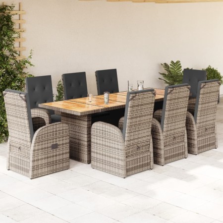 Garden dining set 9 pieces and gray synthetic rattan cushions by , Garden sets - Ref: Foro24-3277592, Price: 1,00 €, Discount: %