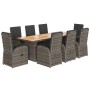 Garden dining set 9 pieces and gray synthetic rattan cushions by , Garden sets - Ref: Foro24-3277592, Price: 1,00 €, Discount: %