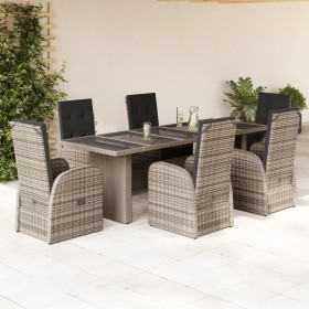 Garden dining set 7 pieces and gray synthetic rattan cushions by , Garden sets - Ref: Foro24-3277599, Price: 1,00 €, Discount: %