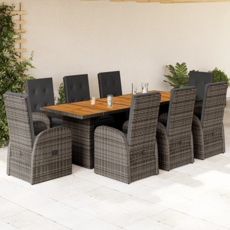 Garden dining set 9 pieces and gray synthetic rattan cushions by , Garden sets - Ref: Foro24-3277614, Price: 1,00 €, Discount: %