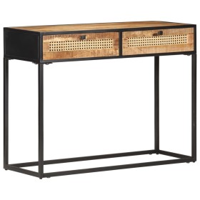 Mesa consola de madera de mango rugosa 100x35x75 cm de vidaXL, Mesas auxiliares - Ref: Foro24-323145, Precio: 205,01 €, Descu...