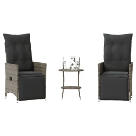 Garden chairs and table with cushions 3 pieces gray PE rattan by , Garden sets - Ref: Foro24-365675, Price: 298,94 €, Discoun...