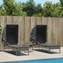 2 synthetic rattan gray sun loungers with canopy and table by , Loungers - Ref: Foro24-3261571, Price: 428,07 €, Discount: %