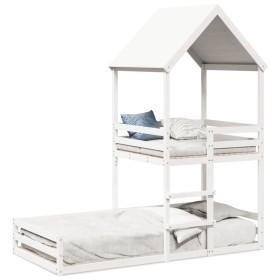 Bett mit massivem Dach aus weißer Kiefer 80x200 cm von , Betten und Lattenroste - Ref: Foro24-3282394, Preis: 281,99 €, Rabat...