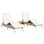 Sun loungers with side table, 2 units, synthetic beige rattan by , Loungers - Ref: Foro24-4002714, Price: 269,24 €, Discount: %