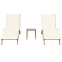 Sun loungers with side table, 2 units, synthetic beige rattan by , Loungers - Ref: Foro24-4002714, Price: 269,24 €, Discount: %