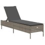 Sun lounger with synthetic rattan and grey cushion by , Loungers - Ref: Foro24-4002721, Price: 151,53 €, Discount: %