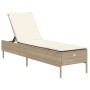 Sun lounger with beige synthetic rattan cushion by , Loungers - Ref: Foro24-4002723, Price: 149,99 €, Discount: %