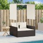 Double sun lounger with roof and brown synthetic rattan curtains by , Loungers - Ref: Foro24-4002756, Price: 225,86 €, Discou...