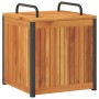 Baúl de cojines jardín madera maciza acacia acero 45x45x45/53cm de , Cajas de almacenaje para exteriores - Ref: Foro24-367607...