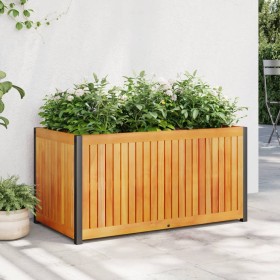 Solid acacia wood and steel planter 85x45x44 cm by , Pots and planters - Ref: Foro24-367611, Price: 88,99 €, Discount: %