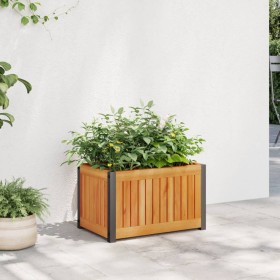 Solid acacia wood and steel planter 45x30x27.5 cm by , Pots and planters - Ref: Foro24-367613, Price: 42,99 €, Discount: %