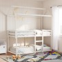 Cama litera con techo madera maciza de pino blanco 90x200 cm de , Camas y somieres - Ref: Foro24-3282120, Precio: 275,35 €, D...