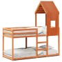 Bunk bed with solid pine wood roof in brown, 80x200 cm. by , Beds and slatted bases - Ref: Foro24-3281996, Price: 239,99 €, D...