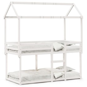 Etagenbett mit massivem Dach aus weißer Kiefer 80x200 cm. von , Betten und Lattenroste - Ref: Foro24-3282122, Preis: 244,99 €...