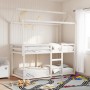 Cama litera con techo madera maciza de pino blanco 80x200 cm de , Camas y somieres - Ref: Foro24-3282122, Precio: 252,55 €, D...