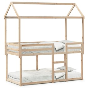 Bunk bed with a solid pine wood roof 75x190 cm by , Beds and slatted bases - Ref: Foro24-3282129, Price: 216,99 €, Discount: %