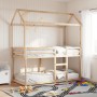 Cama litera con techo de madera maciza de pino 75x190 cm de , Camas y somieres - Ref: Foro24-3282129, Precio: 220,27 €, Descu...