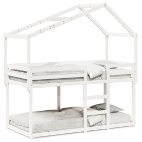 Bunk bed with solid white pine wood roof 75x190 cm by , Beds and slatted bases - Ref: Foro24-3282050, Price: 229,19 €, Discou...