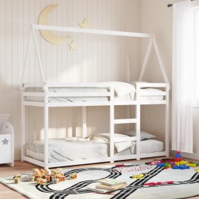 Bunk bed with solid white pine wood roof 75x190 cm by , Beds and slatted bases - Ref: Foro24-3282090, Price: 189,01 €, Discou...