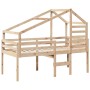 High bed with solid pine wood roof 90x200 cm by , Beds and slatted bases - Ref: Foro24-3281977, Price: 244,98 €, Discount: %