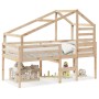 High bed with solid pine wood roof 90x200 cm by , Beds and slatted bases - Ref: Foro24-3281977, Price: 244,98 €, Discount: %