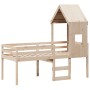 High bed with solid pine wood roof 80x200 cm by , Beds and slatted bases - Ref: Foro24-3282010, Price: 200,99 €, Discount: %