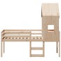 High bed with solid pine wood roof 80x200 cm by , Beds and slatted bases - Ref: Foro24-3282010, Price: 200,99 €, Discount: %