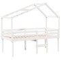 Cama alta con techo madera maciza de pino blanca 90x190 cm de , Camas y somieres - Ref: Foro24-3282059, Precio: 228,99 €, Des...