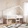 Cama alta con techo madera maciza de pino blanca 90x190 cm de , Camas y somieres - Ref: Foro24-3282059, Precio: 228,99 €, Des...