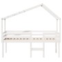 Cama alta con techo madera maciza de pino blanca 90x190 cm de , Camas y somieres - Ref: Foro24-3282059, Precio: 228,99 €, Des...