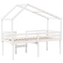 Cama alta con techo madera maciza de pino blanca 90x190 cm de , Camas y somieres - Ref: Foro24-3282059, Precio: 228,99 €, Des...