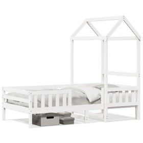 Bed frame with solid white pine wood roof 90x200 cm by , Beds and slatted bases - Ref: Foro24-3282160, Price: 218,99 €, Disco...