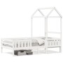 Bed frame with solid white pine wood roof 90x200 cm by , Beds and slatted bases - Ref: Foro24-3282160, Price: 233,77 €, Disco...