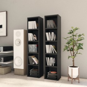 CD rack 2 pcs black plywood 21x16x93.5 cm by vidaXL, CD and DVD storage - Ref: Foro24-802697, Price: 44,88 €, Discount: %