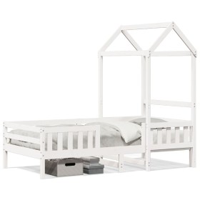 Bed frame with white pine wood roof 75x190 cm by , Beds and slatted bases - Ref: Foro24-3282169, Price: 192,99 €, Discount: %