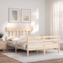 Double bed frame with solid wood headboard by vidaXL, Beds and slatted bases - Ref: Foro24-3195131, Price: 124,57 €, Discount: %