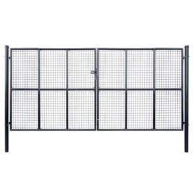 Galvanized steel garden mesh gate 400x200 cm gray by , garden gates - Ref: Foro24-143379, Price: 663,89 €, Discount: %