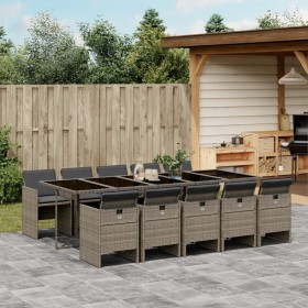 Garten-Essgruppe 11-teilig mit grauen Polstern aus synthetischem Rattan von , Gartensets - Ref: Foro24-3210572, Preis: 910,99...