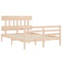 Double bed frame with solid wood headboard by vidaXL, Beds and slatted bases - Ref: Foro24-3195131, Price: 124,57 €, Discount: %