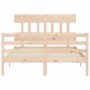 Double bed frame with solid wood headboard by vidaXL, Beds and slatted bases - Ref: Foro24-3195131, Price: 124,57 €, Discount: %