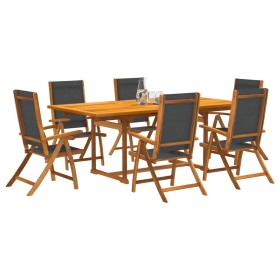 Garden dining set 7 pieces solid acacia wood and textilene by , Garden sets - Ref: Foro24-3279261, Price: 664,90 €, Discount: %