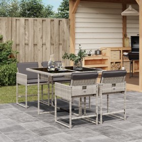 Garten-Essgruppe 5-teilig mit Kissen aus hellem grauen Kunststoff-Rattan von , Gartensets - Ref: Foro24-3278026, Preis: 365,9...