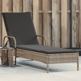 Liegestuhl mit Rädern und grauem Kunststoff-Rattankissen von , Liegen - Ref: Foro24-368310, Preis: 167,99 €, Rabatt: %