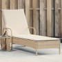 Liegestuhl mit Rädern und Kissen aus synthetischem Rattan in Beige. von , Liegen - Ref: Foro24-368312, Preis: 168,14 €, Rabat...