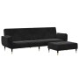 Sofá cama de 2 plazas con taburete terciopelo negro de , Sofás - Ref: Foro24-3258154, Precio: 435,67 €, Descuento: %