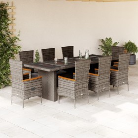 Garten-Essgruppe, 9-teilig, mit grauen Polstern aus synthetischem Rattan. von , Gartensets - Ref: Foro24-3277555, Preis: 1,00...