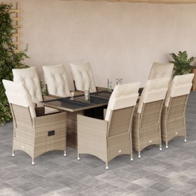 Garten-Essgruppe 9-teilig mit Kissen aus synthetischem Rattan in Beige. von , Gartensets - Ref: Foro24-3276809, Preis: 1,00 €...